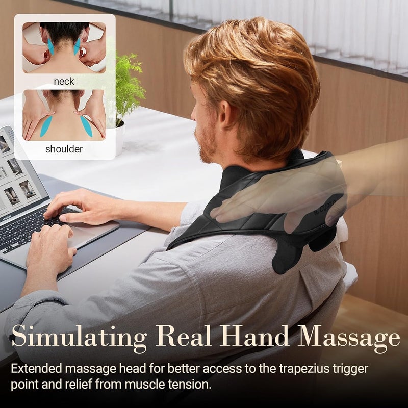 CuPiLo Cordless Neck Massager, Upgarded Deep Tissue Kneading Shoulder Massager with Heat, Electric Shiatsu Massager Pillow for Neck and Shoulder - Image 4